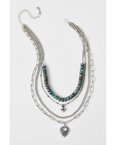 Free People Yosemite Layered Necklace At In Turquoise - White