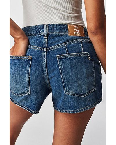 Free People Crvy Word On The Street Shorts - Blue