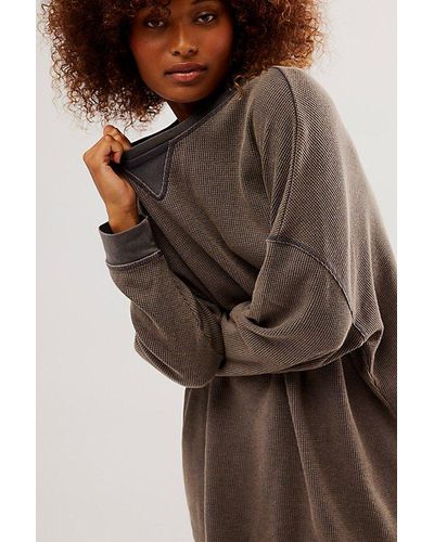 Free People Early Night Thermal Pullover - Brown