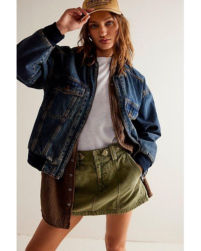 Free People We The Free Sterling Cord Mini Skirt - Blue