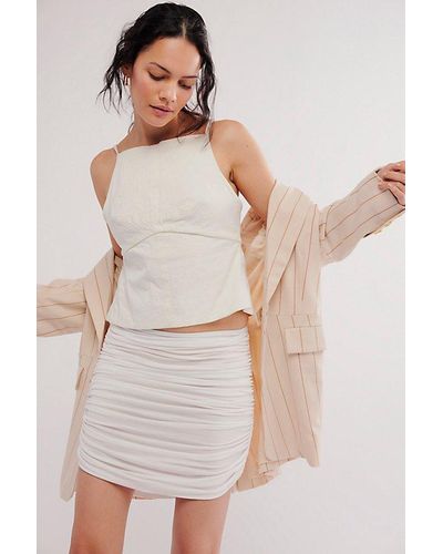 Norma Kamali Shirred Mini Skirt - Natural
