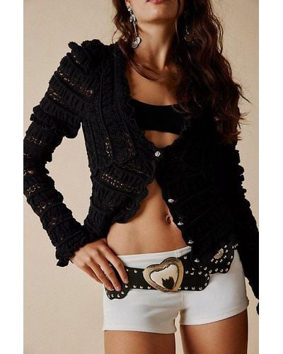Free People Wild Roses Cardi At In Black, Size: Xs