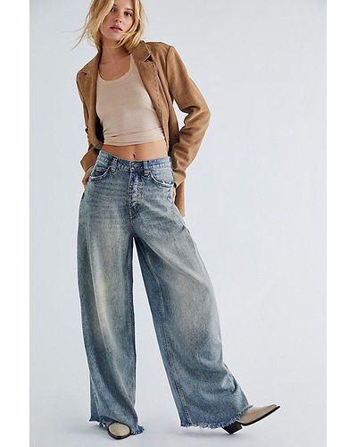 Free People We The Free Old West Slouchy Jeans - Blue