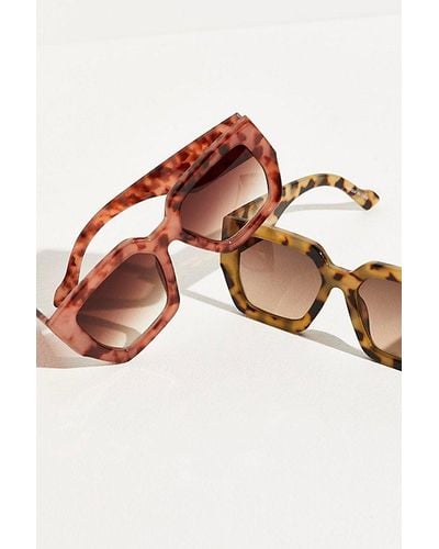 Free People Bel Air Square Sunglasses At In Oyster - Multicolor