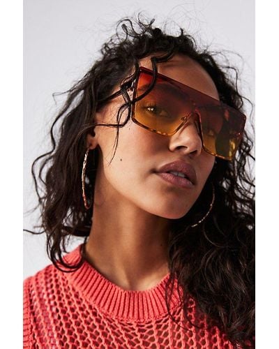 Free People Now You See Me Shield Sunglasses - Orange