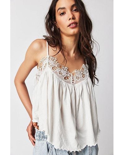 Free People Kayla Tank Top At In Ivory, Size: Small - White