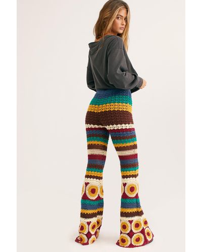 Free People Grandpa Crochet Flare Pants By Flook - Multicolor