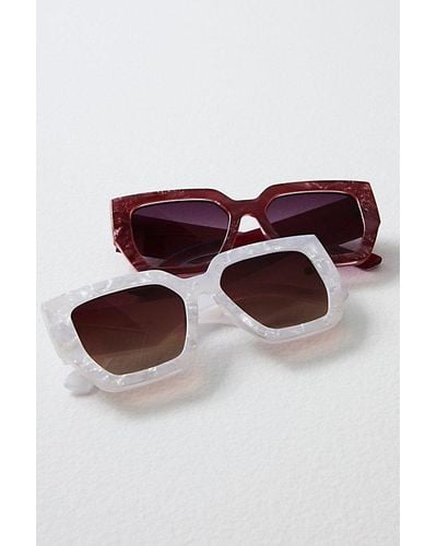 Free People Bel Air Square Sunglasses - Red