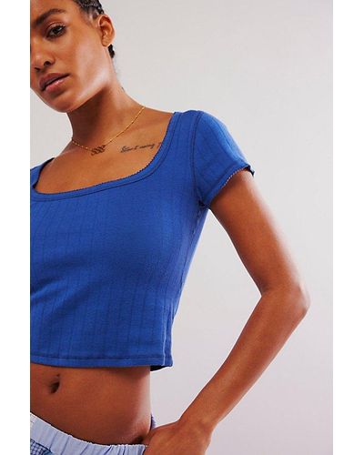 Intimately By Free People End Game Pointelle Ba - Blue