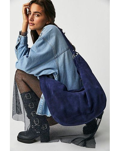 Free People Roma Suede Tote Bag - Blue