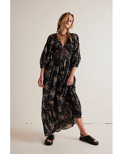 Free People Golden Hour Maxi Dress At In Black Combo, Size: Xs
