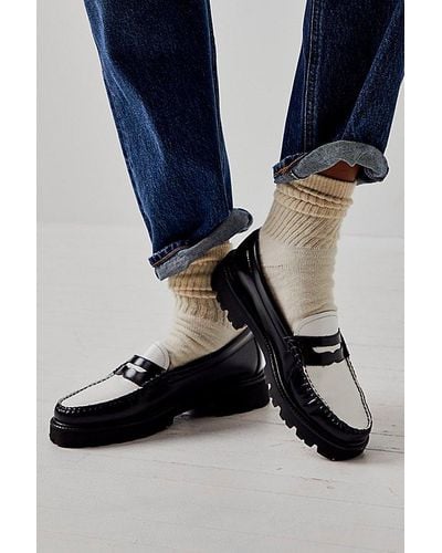 G.H. Bass & Co. G. H. Bass Whitney Super Lug Loafers At Free People In Black And White, Size: Us 7.5 - Blue