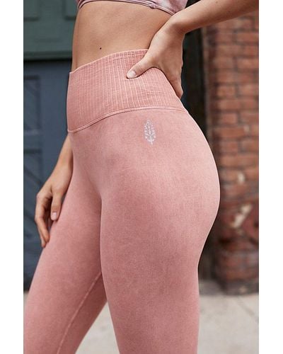 Free People Leggings Women’s XS Movement Stirrup Pink High Rise Ruched  Scrunch 