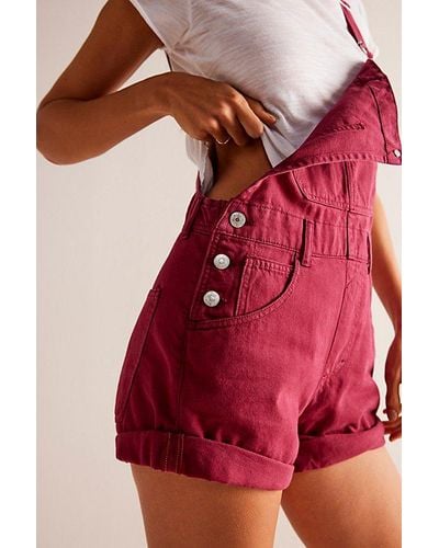 Free People Ziggy Shortalls At Free People In Rhododendron, Size: Xs - Red