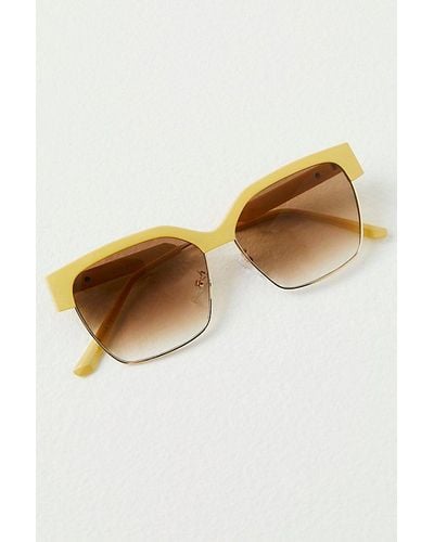 Free People Honey Square Sunglasses At In Butter - Metallic