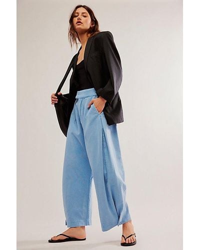 Free People Cool Harbor Wide-leg Trousers At In Blue Bliss, Size: Xs