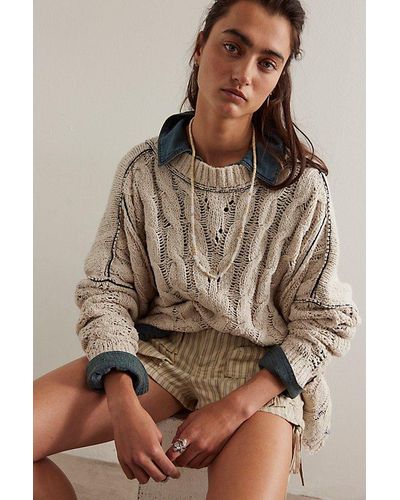 Free People We The Free Morgan Cable Pullover - Brown