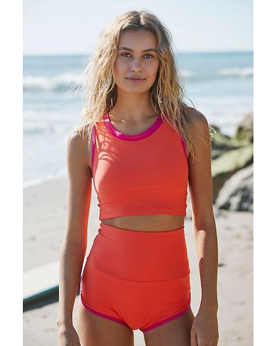 Salt Gypsy Crop Surf Top At Free People In Papaya/hot Pink, Size: Small - Red