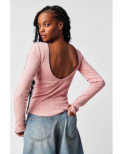 Free People Unapologetic Long Sleeve Tee At Free People In Rose Blush, Size: Xs - Red