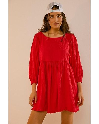 Free People Get Obsessed Babydoll Dress - Red