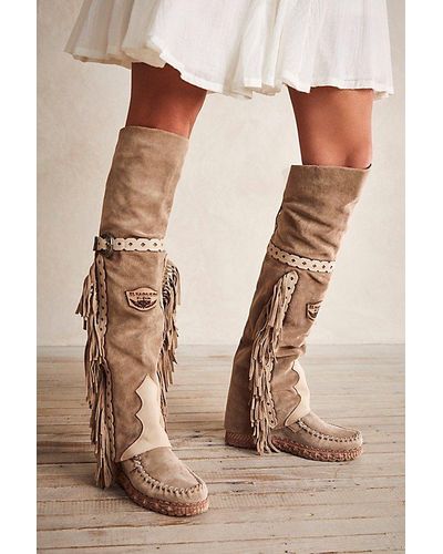 Free People Finn Tall Western Boots in Red