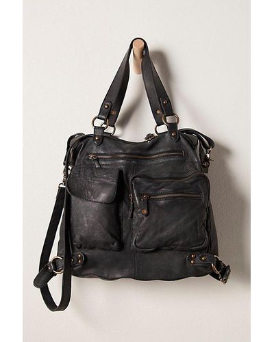 Free People Banner Leather Tote - Black