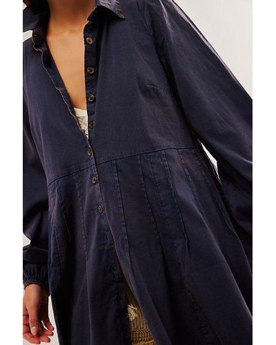Free People Marvelous Mia Solid Mini Dress At In Dried Indigo Overdye, Size: Xs - Blue