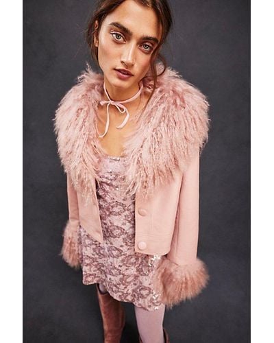 Charlotte Simone Cropped Penny Faux Leather Jacket At Free People In Dusty Pink, Size: Small - Multicolour