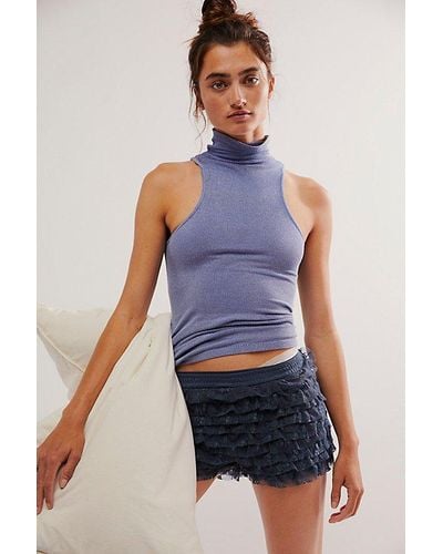 Intimately By Free People Always Ready Seamless Turtleneck Tank Top - Blue