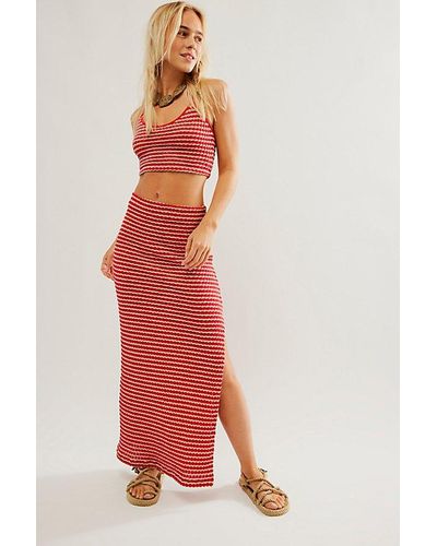 Free People Helin Set At In Tomato Combo, Size: Large - Red