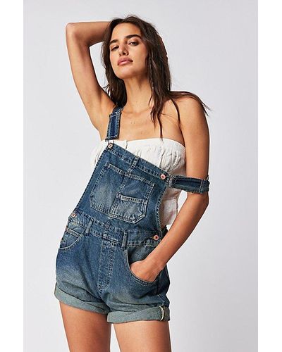 Free People Ziggy Shortalls At Free People In Sapphire, Size: Large - Blue