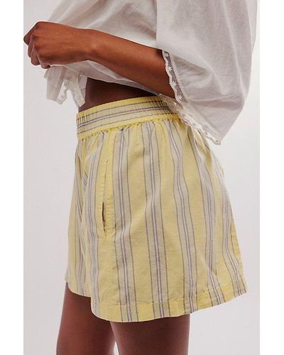 Free People Get Free Striped Pull-on Shorts - Natural