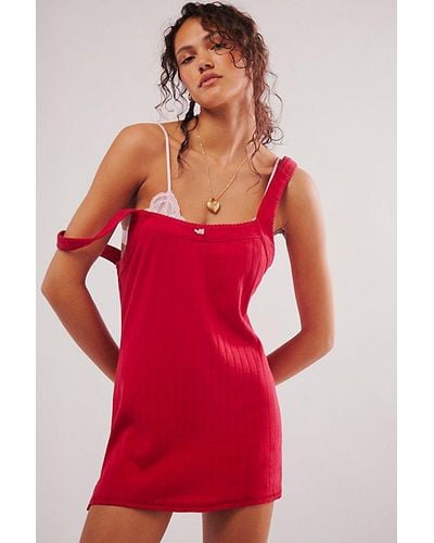 Intimately By Free People End Game Pointelle Nightie - Red