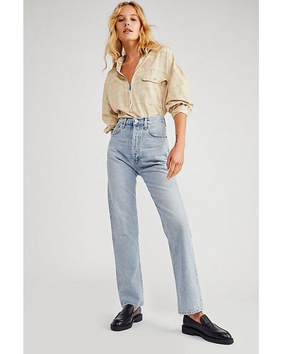 Agolde Pinch Waist 90s Jean At Free People In Soundwave, Size: 32 - Blue