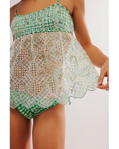 Anna Sui Gingham Cami Top + Bikini Set - Green