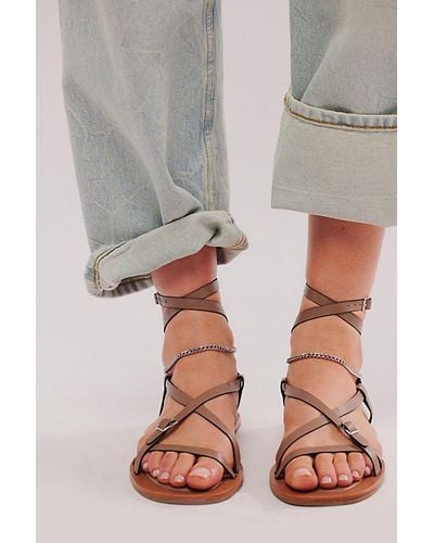 Vicenza Athena Anklet Wrap Sandals - Gray