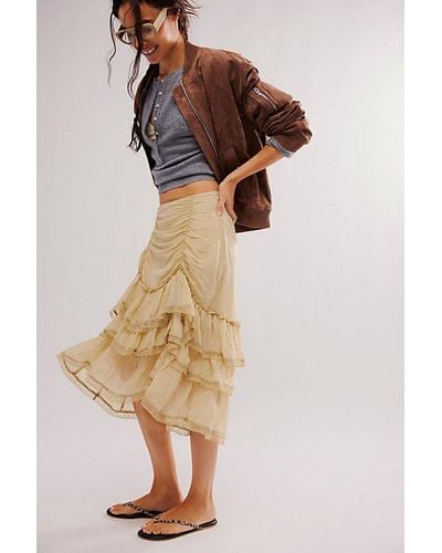 Free People Calliope Ruffle Midi Skirt - Natural