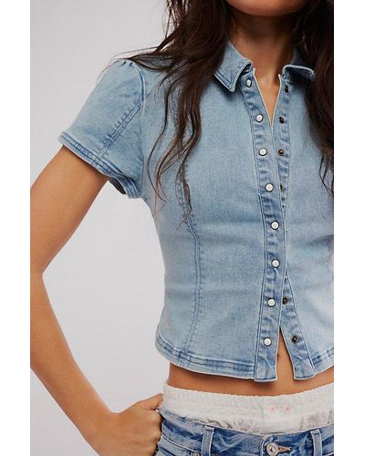 Free People Midnight Rider Buttondown - Blue