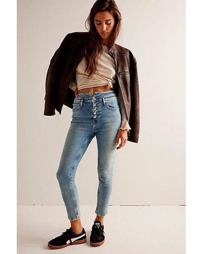 Free People Skyline Skinny Jeans At Free People In Hayley Blue, Size: 24