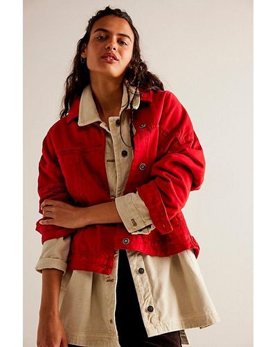 Free People We The Free Opal Swing Denim Jacket - Red