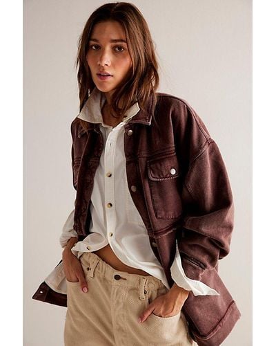 Free People Dawson Chore Jacket At In Chocolate, Size: Xs - Brown