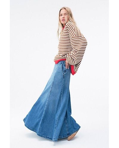 Free People We The Free Catch The Sun Denim Maxi Skirt - Blue