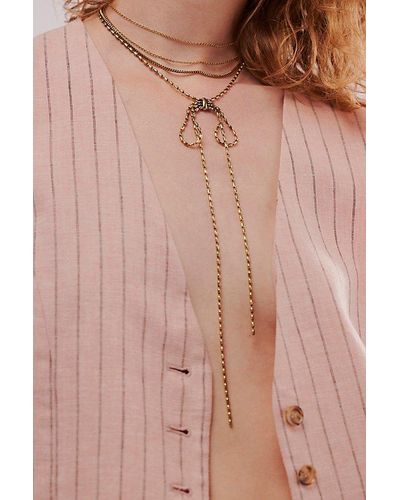 Free People Alma Bow Necklace - Pink