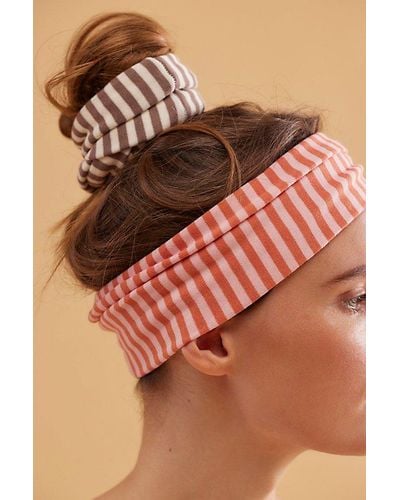 Free People Super Wide Stripe Soft Headband - Brown
