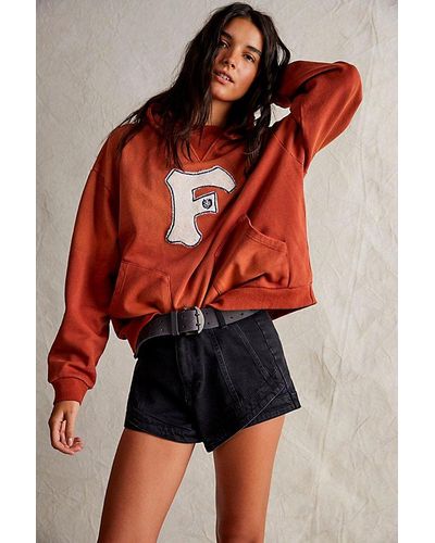 Free People Found Faded F Hoodie - Red