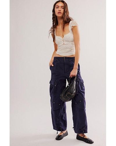 Free People Everglades Utility Trousers At Free People In Dark Sapphire, Size: Xs - Blue