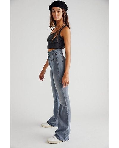 Free People Jayde Flare Jeans At Free People In Steel Blue, Size: 31