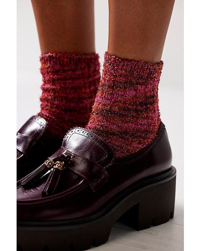 Free People Muppet Short Crew Socks At In Raspberry - Red