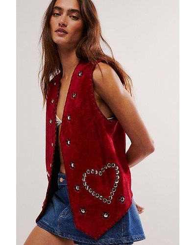 Urban Outfitters Western Rachel Love Waistcoat Jacket - Red