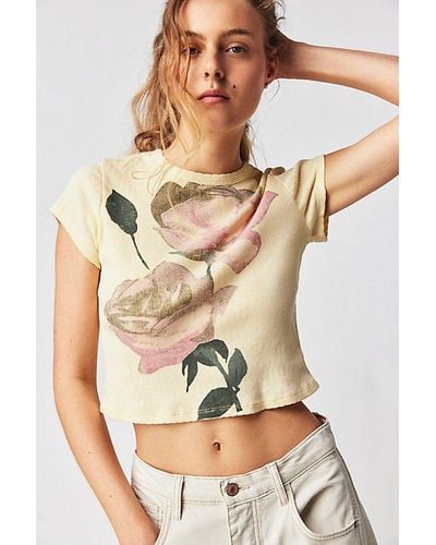 Daydreamer Rose Pointelle Tee At Free People In Yellow Fizz, Size: Xs - Brown